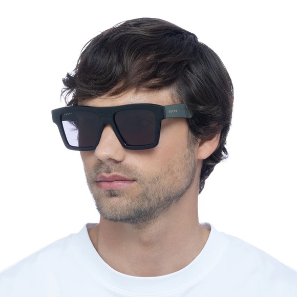 💯Authentic Gucci Solid Grey Rectangular Men's Sunglasses GG0962S 005 - Picture 1 of 12